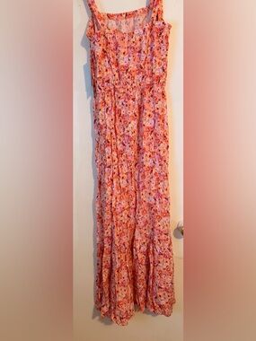 Women's Pink Floral Maxi Dress- Lightweight Summer Style